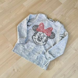 Minnie Mouse Polka Dot Pullover Light Grey Sweatshirt H&M Zipper Crewneck